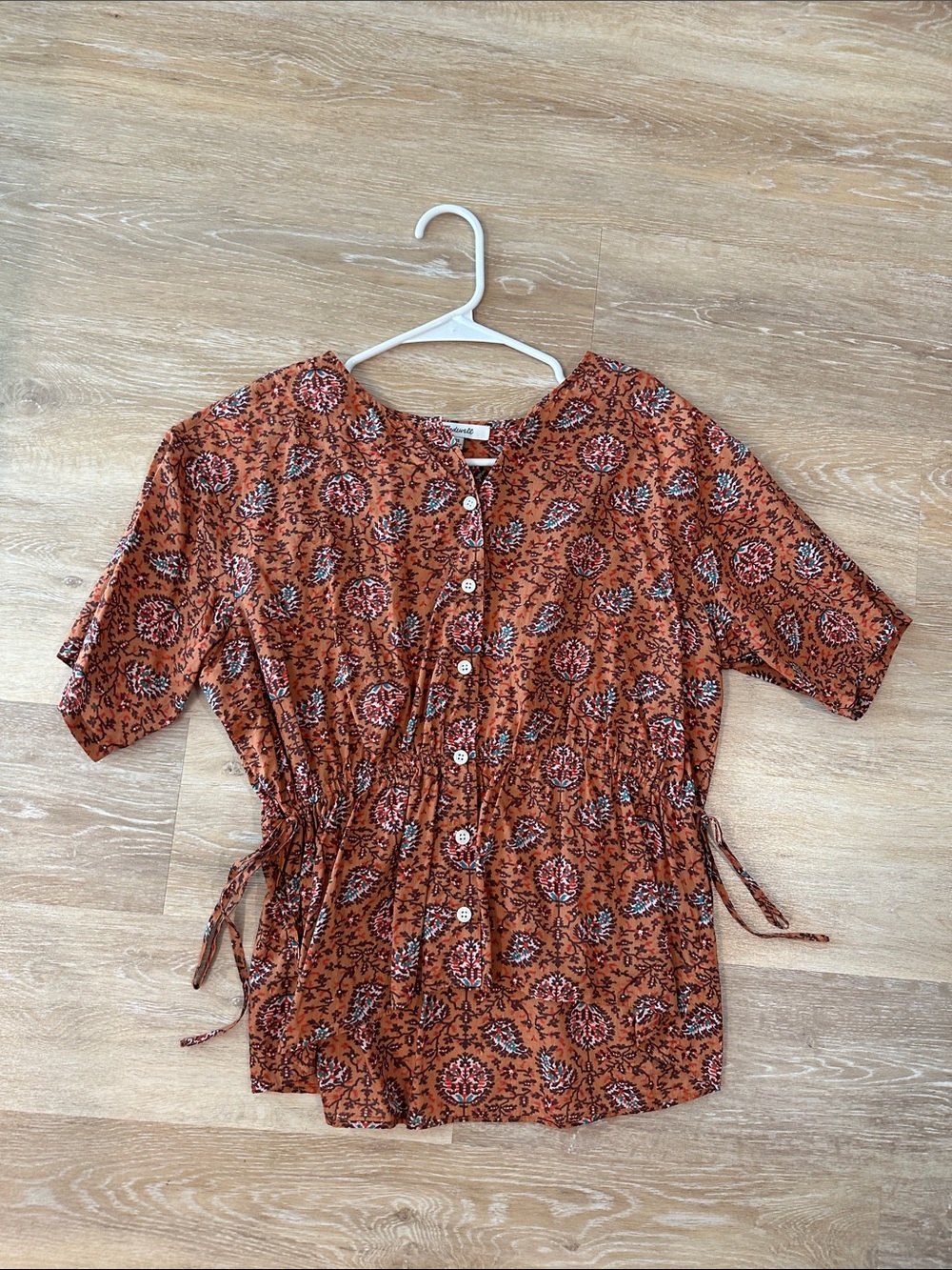 Madewell Rust Orange Floral Button-Front Blouse